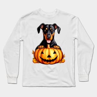 Doberman Pinscher Dog inside Pumpkin  #1 Long Sleeve T-Shirt